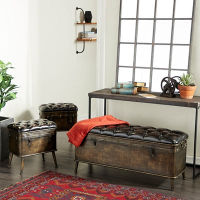 Harper & Willow Metal Vintage Storage Benches, 3-Pack