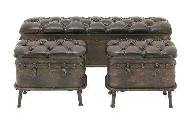 Image showing  Metal Vintage Storage Benches, 3-Pack
