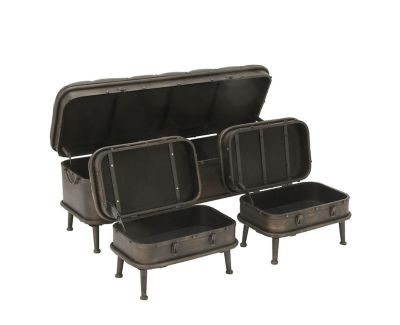 Image showing  Metal Vintage Storage Benches, 3-Pack