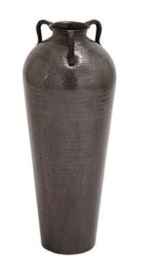 Image showing 1 th Harper & Willow Brown Metal Tall Floor Mediterranean Style Vase with Hammered Details and Handles, 12 x 12 x 32in.
