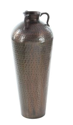 Image showing 3 th Harper & Willow Brown Metal Tall Floor Mediterranean Style Vase with Hammered Details and Handles, 12 x 12 x 32in.