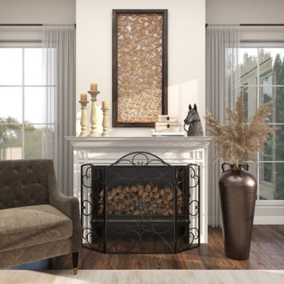 Image showing 9 th Harper & Willow Brown Metal Tall Floor Mediterranean Style Vase with Hammered Details and Handles, 12 x 12 x 32in.