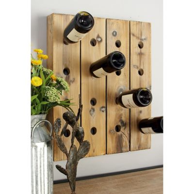 Harper & Willow Brown Wood Tall Wall Wine Rack