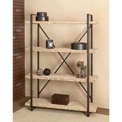 Harper & Willow 4-Shelf Wood Industrial Shelving Unit