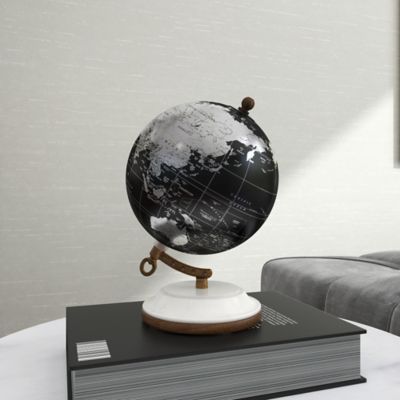 Image showing 7 th Harper & Willow Plastic Globe with Marble Base, 5 in. x 5 in. x 7 in., Black