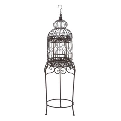 Image showing  Vintage Metallic Standing Bird Cage, 47 in. x 14 in. x 14 in., Black