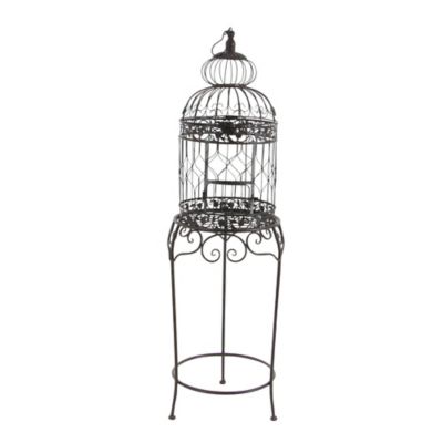 Image showing  Vintage Metallic Standing Bird Cage, 47 in. x 14 in. x 14 in., Black