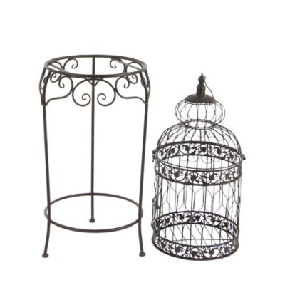 Image showing  Vintage Metallic Standing Bird Cage, 47 in. x 14 in. x 14 in., Black