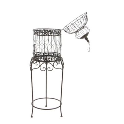 Image showing  Vintage Metallic Standing Bird Cage, 47 in. x 14 in. x 14 in., Black