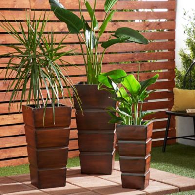 Harper & Willow Iron Rustic Planter Set, 31 in., 25 in., 20 in., Brown, 3-Pack
