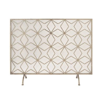 Image showing  Gold Metal Modern Fireplace Screen, 28 in. x 38 in. x 9 in.