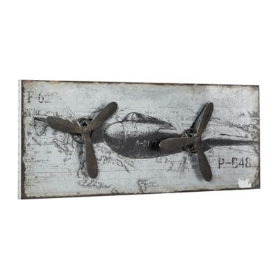Image showing  Silver Metal Industrial Wall Decor, 46 in. x 18 in.