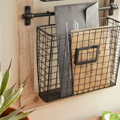 Image showing  Metal Farmhouse Magazine Rack Holder, 36 in. x 14 in. x 4 in., Black