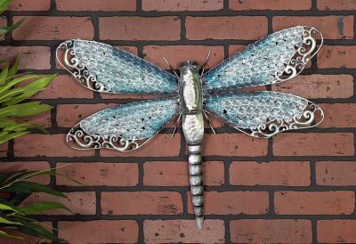 Harper & Willow Turquoise Metal Eclectic Dragonfly Outdoor Wall Decor, 25 in. x 16 in.