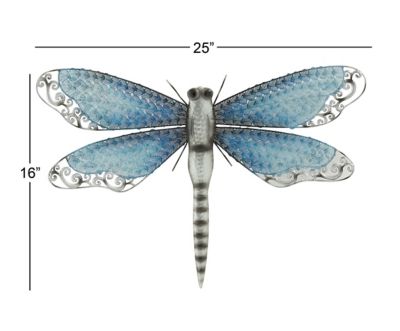 Image showing  Turquoise Metal Eclectic Dragonfly Outdoor Wall Decor, 25 in. x 16 in.