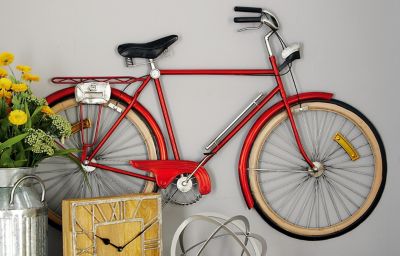 Harper & Willow Red Metal Vintage Wall Decor, 39 in. x 24 in.