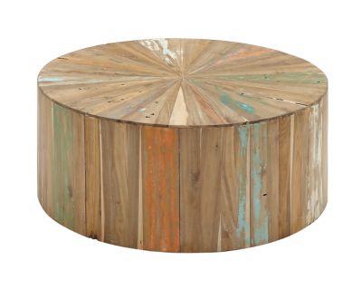 Image showing  Reclaimed Wood Round Rustic Coffee Table, 16 in. x 38 in.