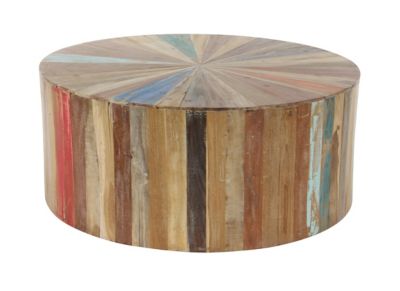 Image showing  Reclaimed Wood Round Rustic Coffee Table, 16 in. x 38 in.