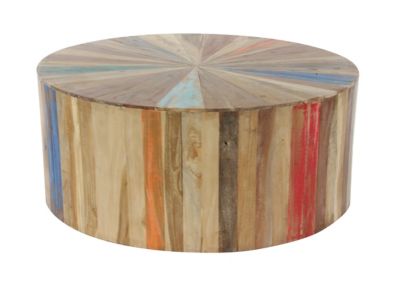 Image showing  Reclaimed Wood Round Rustic Coffee Table, 16 in. x 38 in.