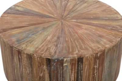 Image showing  Reclaimed Wood Round Rustic Coffee Table, 16 in. x 38 in.