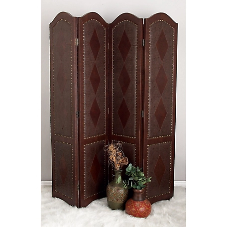 Harper & Willow Dark Brown Wood Traditional Room Divider Screen, 71 in. x 64 in. x 1 in.