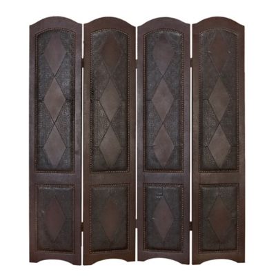 Image showing  Wood Traditional Room Divider Screen, 71 in. x 64 in., Dark Brown
