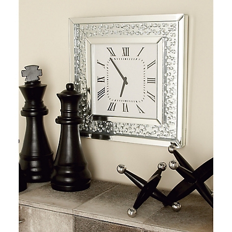 Harper & Willow 20 in. x 20 in. Glam Wood Wall Clock, Silver