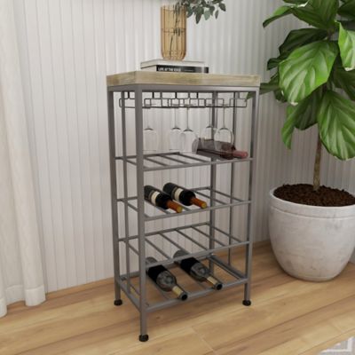 Harper & Willow Grey Metal Contemporary Standing Wine Rack, 19" x 11" x 36"