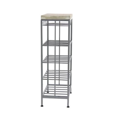 Image showing  Grey Metal Contemporary Standing Wine Rack, 19" x 11" x 36"