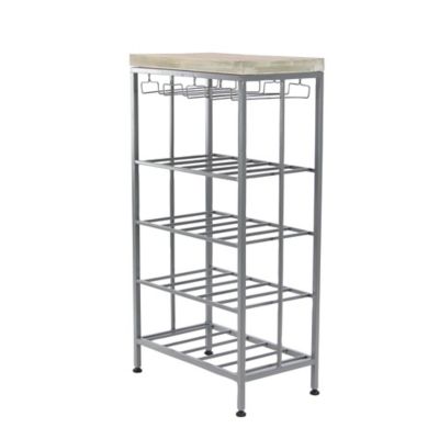Image showing  Grey Metal Contemporary Standing Wine Rack, 19" x 11" x 36"