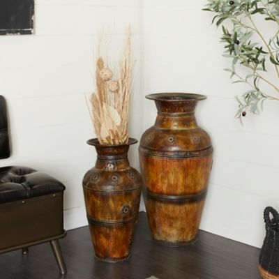 Harper & Willow Metal Rustic Vase Set, Brown, 2 pc.