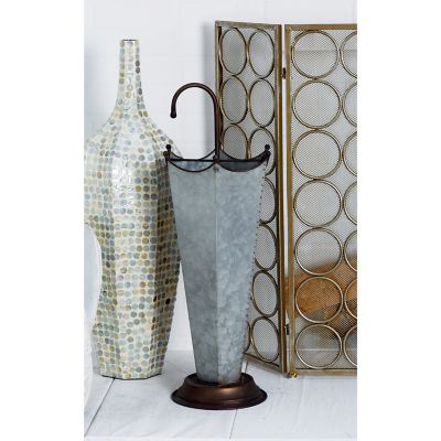 Harper & Willow Grey Metal Farmhouse Umbrella Stand, 28 in. x 10 in. x 10 in.