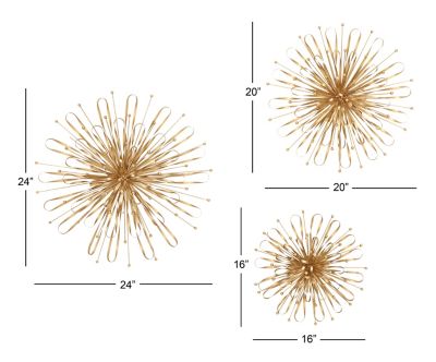 Image showing  Gold Metal Contemporary Wall Decor, 3 pc.