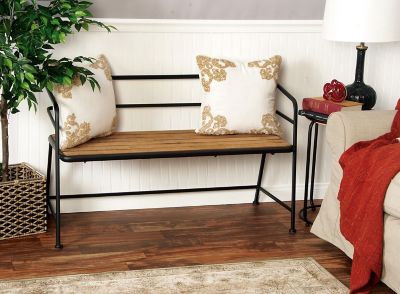 Harper & Willow Iron and Wood Industrial Bench