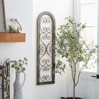 Harper & Willow Brown Rustic Ornamental Metal Wall Decor, 48 in. x 15 in.