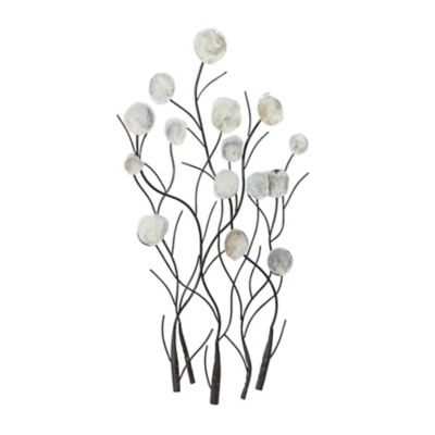 Image showing  White Metal Floral Wall Decor with Capiz Accents, 24 in. x 36 in.