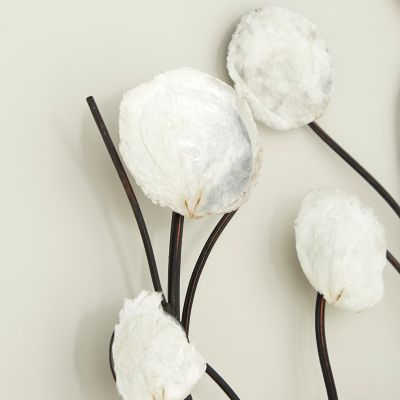 Image showing  White Metal Floral Wall Decor with Capiz Accents, 24 in. x 36 in.