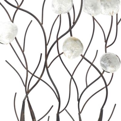 Image showing  White Metal Floral Wall Decor with Capiz Accents, 24 in. x 36 in.