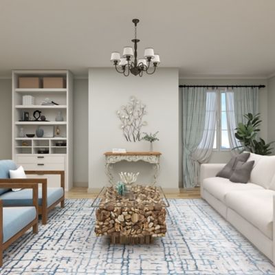 Image showing 9 th Harper & Willow White Metal Floral Wall Decor with Capiz Accents, 24 in. x 36 in.