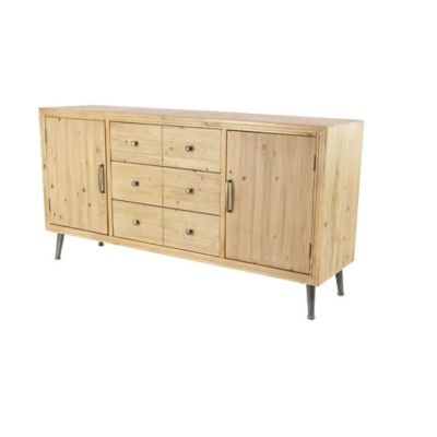 Image showing  6-Drawer Modern Rectangular Wooden Buffet Cabinet with 2 Doors