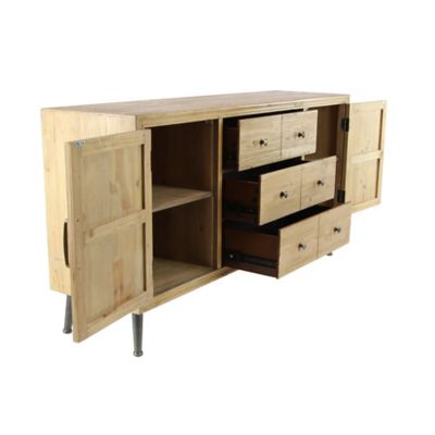 Image showing  6-Drawer Modern Rectangular Wooden Buffet Cabinet with 2 Doors