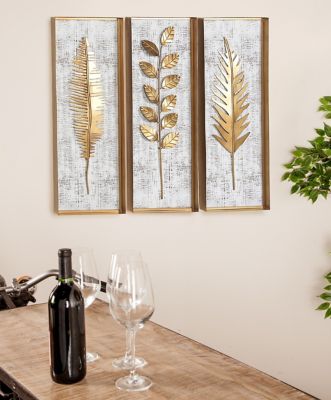 Harper & Willow Gold Metal Contemporary Floral Wall Decor, 12 in. x 32 in., 3 pc.