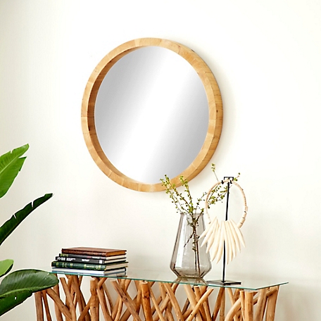 Harper & Willow Brown Natural Wood Wall Mirror, 32 in. x 32 in., 89273