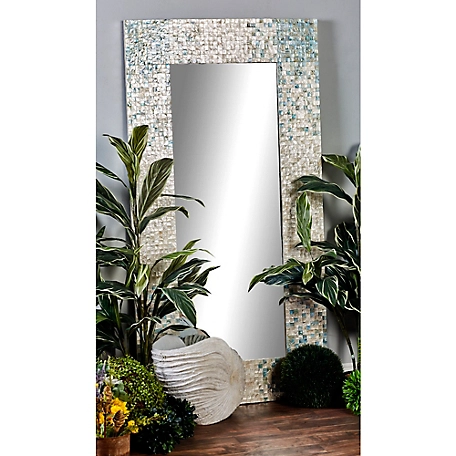 Harper & Willow Grey Coastal Mother of Pearl Wall Mirror, 70 in. x 36 in., 84417