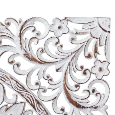 Image showing  Distressed Brown Traditional Floral Wood Wall Decor, 36 in. x 36 in.