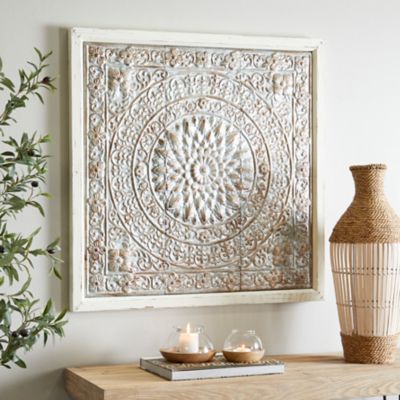 Harper & Willow Brown Metal Scroll Wall Decor with Embossed Details, 34 in. x 2 in. x 34 in.
