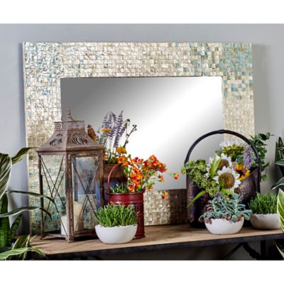Harper & Willow Grey Coastal Mother of Pearl Wall Mirror, 36 in. x 48 in., 84416