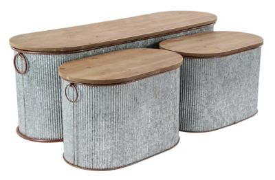 Image showing  Metal Farmhouse Storage Benches, 3-Pack