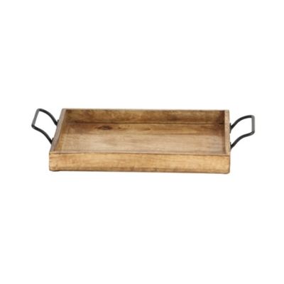 Image showing  3 pc. Rustic Mango Wood Rustic Tray Set, 17 in., 20 in. and 24 in., Brown