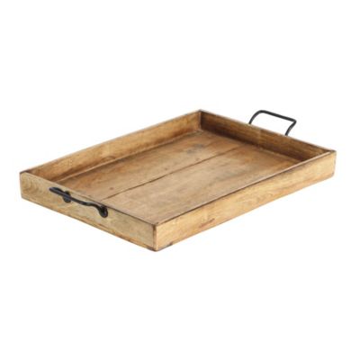 Image showing  3 pc. Rustic Mango Wood Rustic Tray Set, 17 in., 20 in. and 24 in., Brown